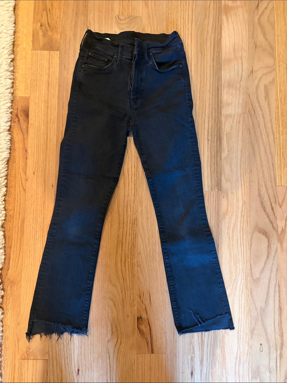MOTHER Black Raw-Hem Bootcut Jeans